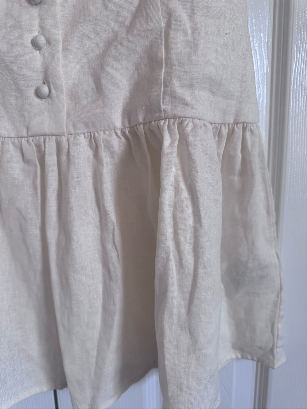 Sleeveless Ivory Drop-Waist Button-Back Dress - Picture 6 of 6